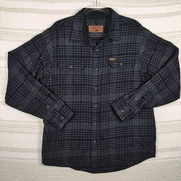 Orvis Men’s Plaid Flannel Shacket Button Up Shirt Jacket Gray Black Size L - Picture 3 of 11